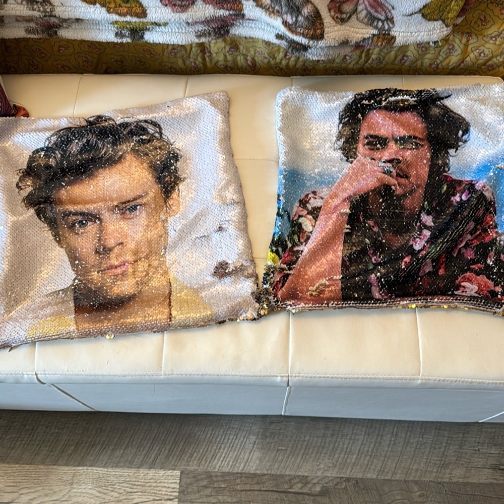 Harry Styles Pillow covers rose gold and gold sequins two A00200